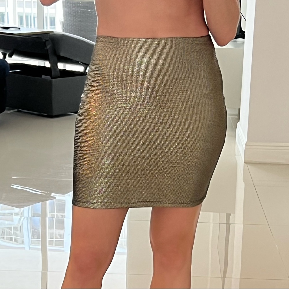 Gold mini skirt